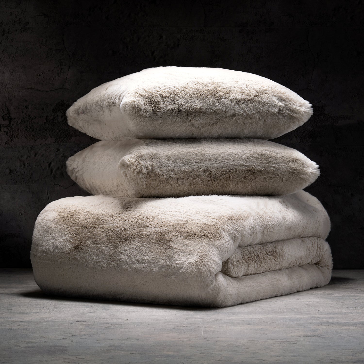 LUXOME Faux Fur Blanket and Pillows Bundle