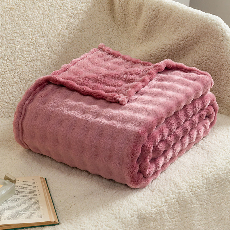 Bubble Flannel Throw Blanket Soft Textured