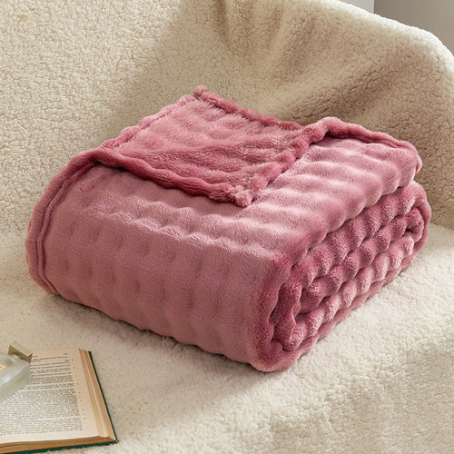 Bubble Flannel Throw Blanket Soft Textured