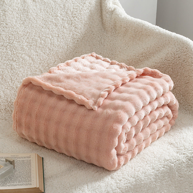 Bubble Flannel Throw Blanket Soft Textured