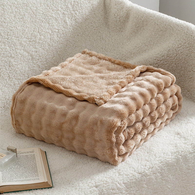 Bubble Flannel Throw Blanket Soft Textured