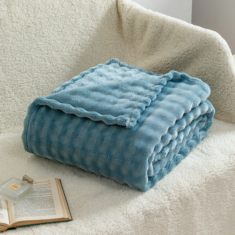 Bubble Flannel Throw Blanket Soft Textured