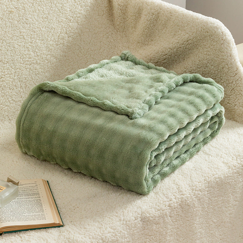 Bubble Flannel Throw Blanket Soft Textured