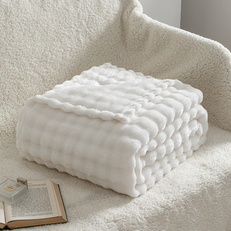 Bubble Flannel Throw Blanket Soft Textured