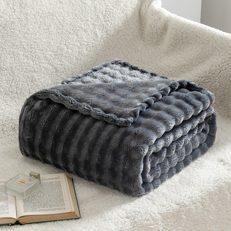 Bubble Flannel Throw Blanket Soft Textured