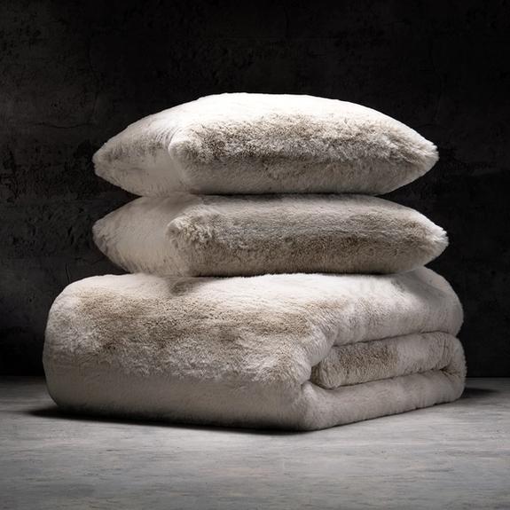LUXOME Faux Fur Blanket and Pillows Bundle